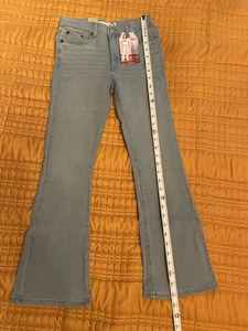 Levis 726 Flare Jeans Girls 10 25X27 Blue Denim Stretch Adjustable High Rise NWT - Picture 1 of 6