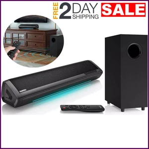17" Barra De Sonido Bluetooth AUX Con Subwoofer Control Remoto Para TV En Casa - Picture 1 of 16