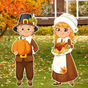 Thanksgiving Decorations Outdoor, Large Thanksgiving Pilgrim Decorations Turkey - Picture 1 of 6