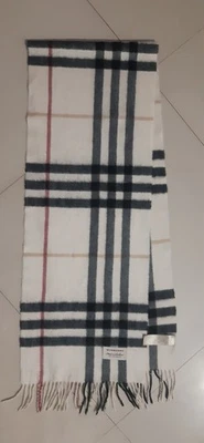 Burberry White Cashmere Nova Check Theme Scarf - Image 1 of 4