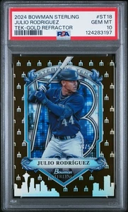 2024 Bowman Sterling Tek #ST18 Julio Rodriguez Gold Refractor RC /50 PSA 10 - Picture 1 of 2