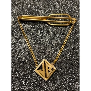 Vintage Swank JB Monogram Tie Clip Bar Gold Tone chain men's jewelry - Picture 1 of 6