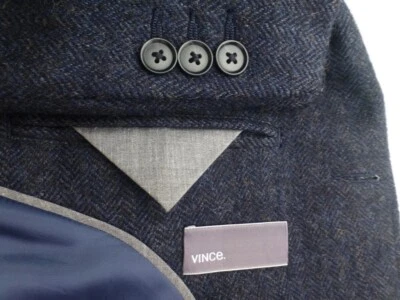 Jaqueta Vince Tweed Blazer 42 Azul Excelente Estado Casaco Esportivo Espinha de Arenque - Imagem 1 de 4