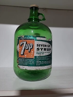 Vintage 7Up Collectible 1 Gallon Green Glass Bottle Soda Syrup Bottle  - Image 1 of 4