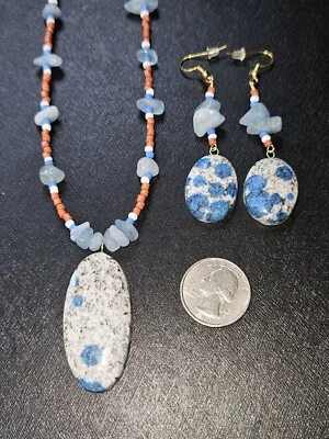 Beautiful K2 Earring and Pendant Set with 20" Beaded Necklace - Image 1 of 2