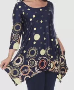 White Mark Women's Blue Erie 3/4 Sleeve Tunic Top Plus Size 3XL - Picture 1 of 2