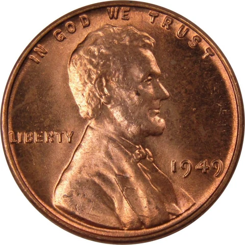 1949 Lincoln Wheat Cent BU Uncirculated Mint State Bronze Penny 1c Coin Cover