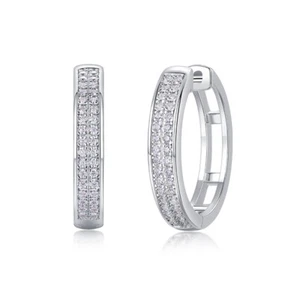 0.34cttw D Color Moissanite Hoop Earrings Girls Women 925 Sterling Silver Gift - Picture 1 of 11