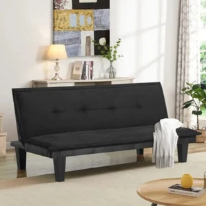 Convertible Futon Sofa Bed Faux Suede Futon Couch Recliner Adjustable Backrest - Picture 1 of 11