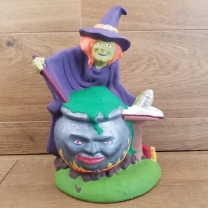 De colección Halloween Bruja Caldero Olla Libro de Hechizos Faciales Estatua Figura de Cerámica Decoración - Imagen 1 de 12
