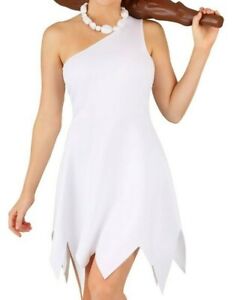 Adult Classic Flintstones Wilma Cave Woman White Dress Costume SIZE M (Used)