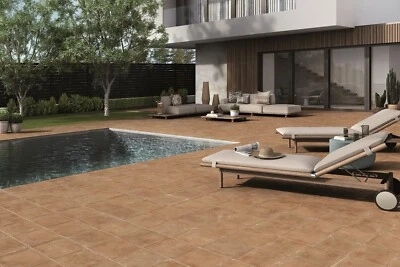 Terracotta/ Beige Non-slip Floor Tiles, 12mm Strong Internal/External 33x33 40m2 - Image 1 of 4