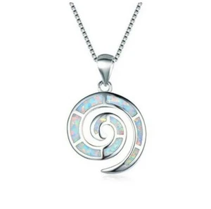 Spiral Shape Bright White Fossil Shape Crystal Pendant Necklace - Picture 1 of 2