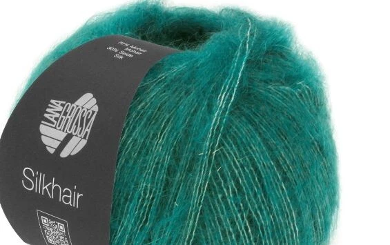 (kg/298€) Silkhair Lana Grossa  2x25g Fb.187 grünblau Kid Mohair Seide PORTOFREI - Bild 1 von 1