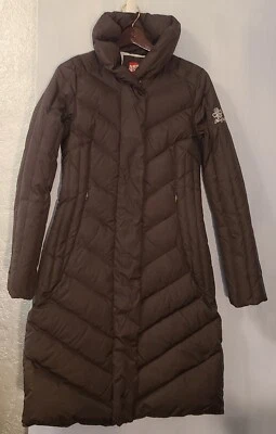 Chaqueta Abrigo Miss Sixty Marrón Oscuro Largo Puffer (M) Plumón Calidez Diseño Chevron Foto 1 de 4