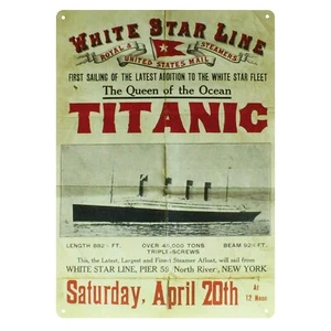 Titanic Rücksegeln aus New York geprägtes Metallschild 300 mm x 200 mm - Bild 1 von 1