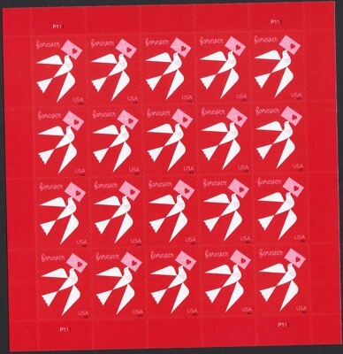 Scott #5826 Love Bird Envelope Sheet of 20 Forever Stamps - MNH UV - Image 1 of 2
