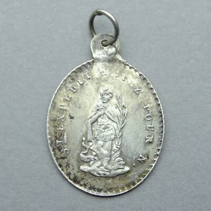 French, Antique Religious Medal. Saint Expeditus. Sacred Heart. Silver Pendant. - Picture 1 of 4