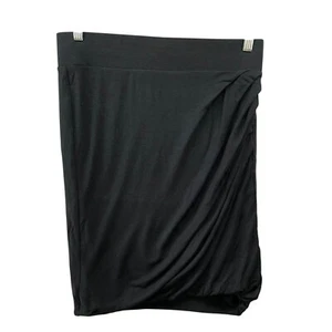 Helmut Lang Ruched Side Pull On Jersey Skirt Womens M Black Wool Modal Blend - Picture 1 of 11