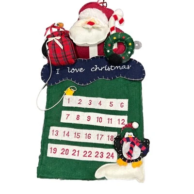 Christmas Countdown Felt Santa Advent Calendar Red 21” x 15” - Image 1 of 4