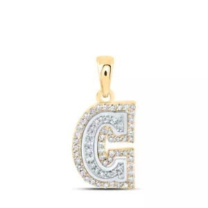 10K Two-tone Gold Womens Round Diamond C Initial Letter Pendant 1/5 Cttw - Picture 1 of 2