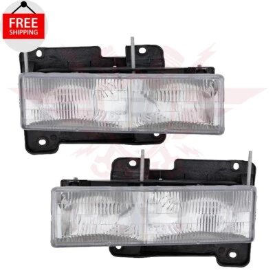 New Front Headlights Assembly Left Right Fits 1988-1998 Chevy GMC C10 C/K Truck - Image 1 of 4