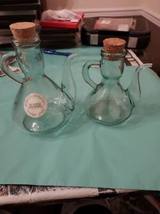 2 Cruets by Vidrios San Miguel. Handmade in Spain Decanter.  - Picture 1 of 5