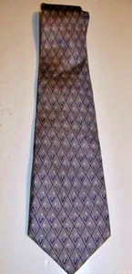 Corbata de seda Bijoux Terner diseño geométrico negro, gris y púrpura - Imagen 1 de 5