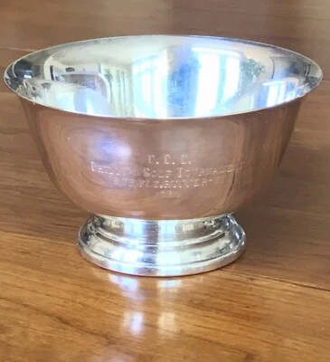 1964 Wm Rogers Paul Revere Reproduction Silver Plate Bowl Engraved Golf Trophy - Image 1 of 4