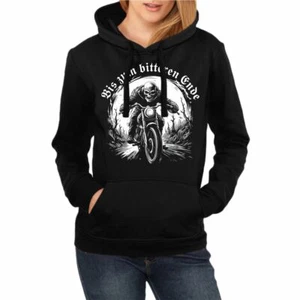 Felpa con cappuccio donna​moto biker fantasia fino alla fine amara chopper mc  - Foto 1 di 2