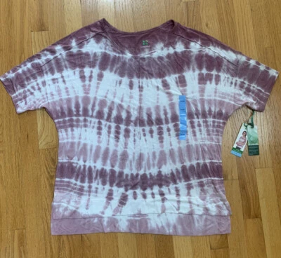 Green Tea Women’s Size Large Velvet Plum Tie Dye Short Sleeve Top New With Tags - Image 1 of 4