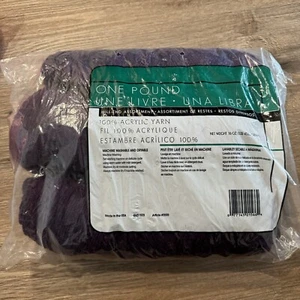 Mill End Assortment 16 OZ 100% Acrylic Yarn 3 Skeins Purple - Picture 1 of 1