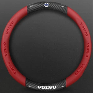 15" Steering Wheel Cover Genuine Leather For Volvo Red New - Picture 1 of 3