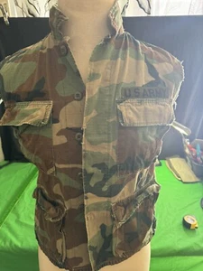 Modified US Army Woodland Camouflage Ripstop Shirt Vest - Small Short - Picture 1 of 16