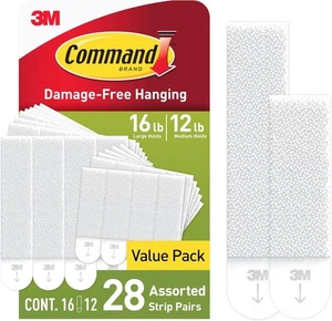 Command Picture Hanging Strips, 28 Pairs, 15 & 10 lb Hold, Damage-Free, White - Picture 1 of 11