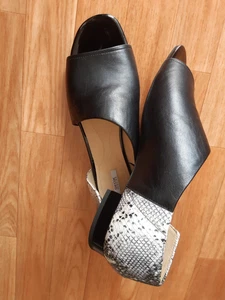 Geox Pumps Peep Toes Ballerinas Leder Gr.39,5 Schwarz Weiß Schlange Optik Neu - Bild 1 von 10