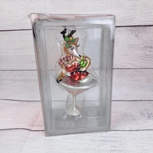 Party Girl Rentier im Martini Glas Weihnachtsschmuck TJX Lesen - Bild 1 von 15