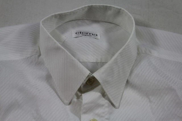 Eterna Excellent Camicia A Maniche Lunghe 42 Bianca A Righe Come Nuova #E7338 - Immagine 1 di 1