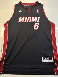 Adidas Miami Heat LeBron James #6 Jersey NBA Youth Large Length +2 Black EUC - Picture 1 of 6