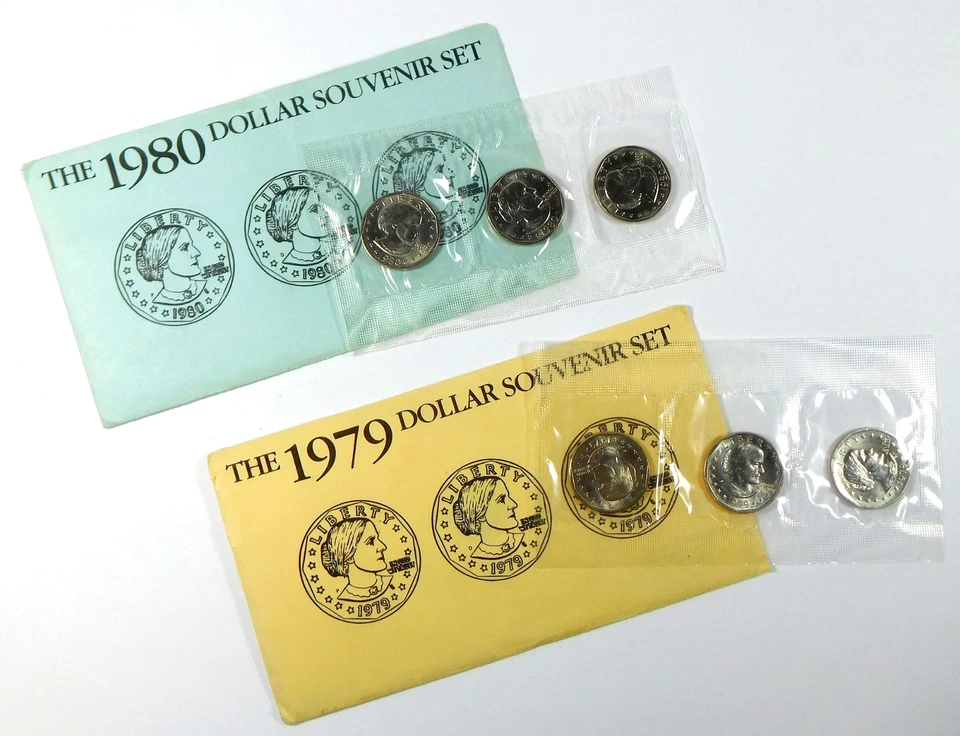 1979 & 1980-P, D, S Susan B. Anthony Dollar Souvenir Sets (B & Y Envelopes)- OGP - Image 1 of 1