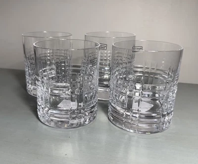 Williams Sonoma MACLEAN 4 Double Old Fashioned Glasses Plaid Cut - Image 1 of 4
