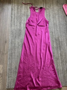 House of Harlow 1960 Purple Crinkle Satin Tie Back Maxi dress size M - Picture 1 of 4