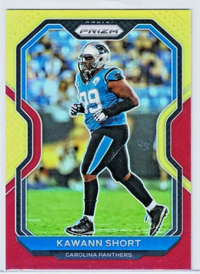 2020 Panini Prizm Kawann Short Red and Yellow Prizm /49 Panthers - Image 1 of 2