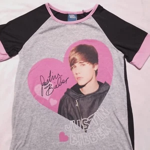 Camiseta Justin Bieber Pijama Niñas 10/12 2011 Rosa Gris Negro Prendas para dormir - Imagen 1 de 10