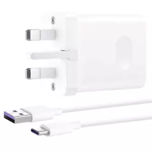 Original Huawei 3 Pin 5V 2A Charger and USB-C Cable In White No Retail Package - Picture 1 of 17