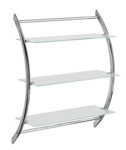 WENKO Wand Regal Chrom Glas 3 Ablagen Bad Böden Scheibe Kosmetik Zuschnitt satin - Bild 1 von 4