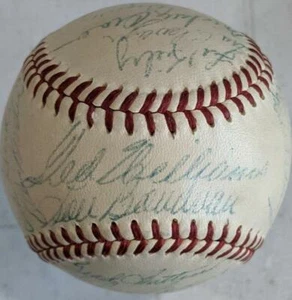 1954 RED SOX TEAM SIGNED OAL BASEBALL TED WILLIAMS HARRY AGGANIS BAS COA 26 SIGS - Picture 1 of 7