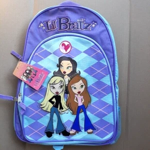 Mochila Lil BRATZ NUEVA Vintage 16" Tamaño Completo AZUL Lona Bolso para Libros Nuevo con Etiquetas Lil' Bratz - Imagen 1 de 6