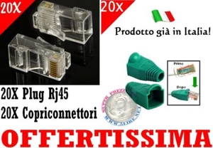 Connettori Plug RJ45 20X pezzi + 20X pezzi Copriconnettori RJ 45 di colore verde - Foto 1 di 3