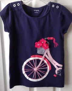 Gymboree Girls Navy bicycle floral print top tee size 7 - Picture 1 of 2